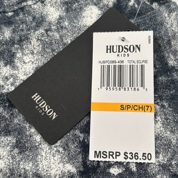 Hudson Kids Pull On Tie Dye Shorts Black White Small Cotton Blend Monochrome NWT - Picture 4 of 12